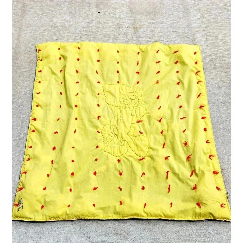 Vintage Disney Pinocchio Blue & Yellow Handmade Blanket Quilt Toddler 44…